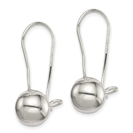 Sterling Silver Drop Earrings with 10mm Polished Dome Ball, French Hook Design for Women