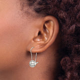 Sterling Silver Drop Earrings with 10mm Polished Dome Ball, French Hook Design for Women