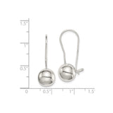 Sterling Silver Drop Earrings with 10mm Polished Dome Ball, French Hook Design for Women