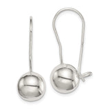 Sterling Silver Drop Earrings with 10mm Polished Dome Ball, French Hook Design for Women