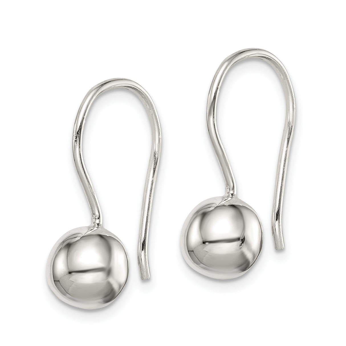 Sterling Silver Drop Earrings with 8mm Smooth Ball Dangles, Minimalist Modern Style