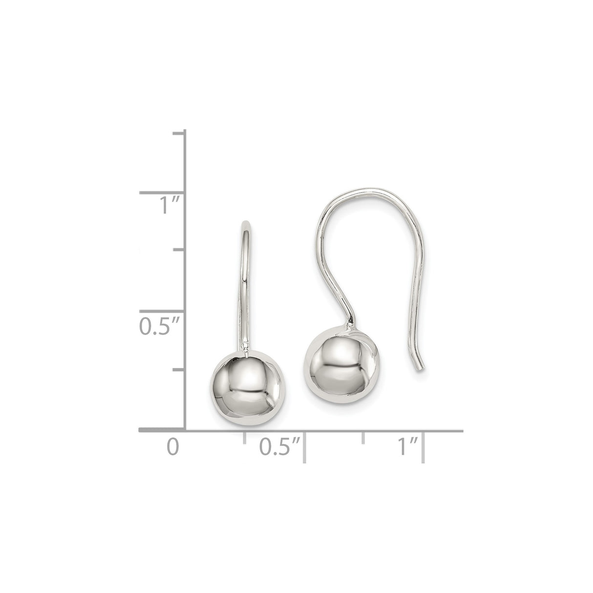 Sterling Silver Drop Earrings with 8mm Smooth Ball Dangles, Minimalist Modern Style