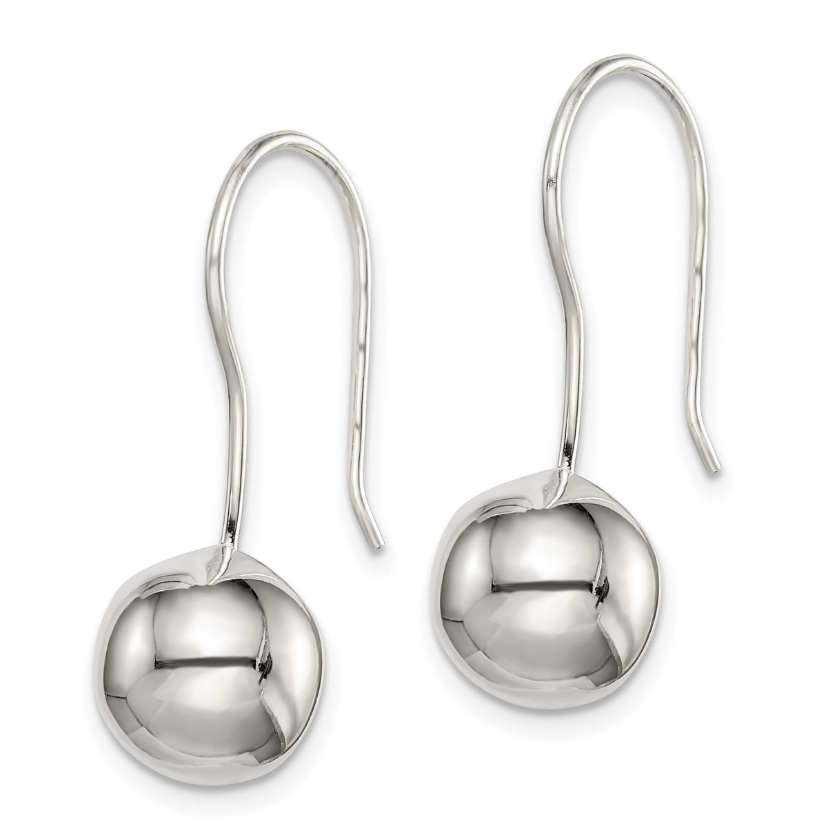 Sterling Silver Drop Earrings with Polished Domed Disc Design, Modern Minimalist Dangle Style