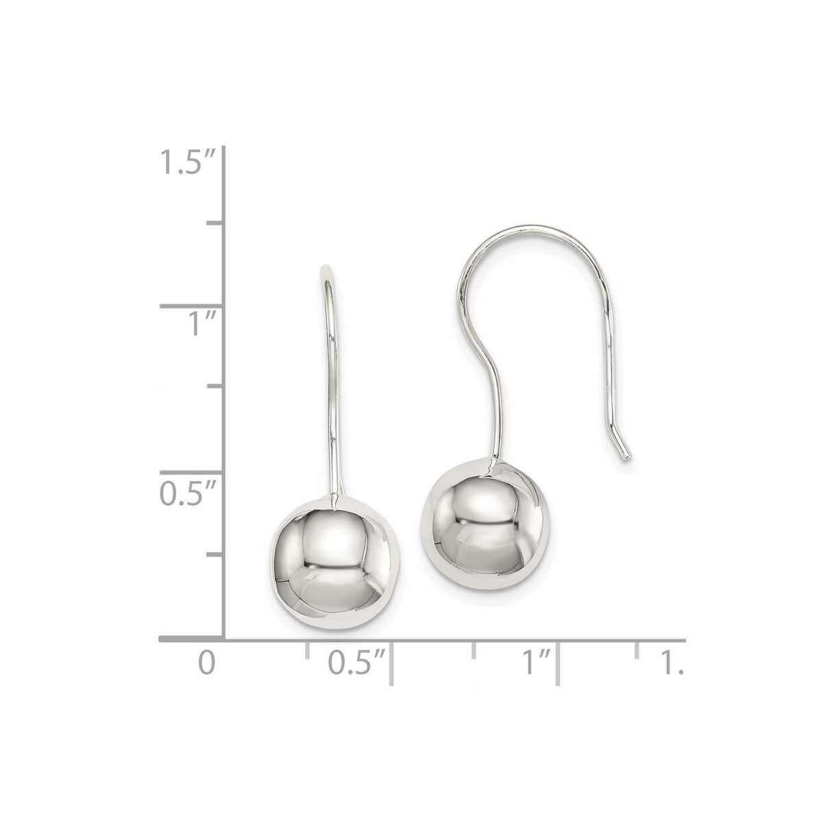 Sterling Silver Drop Earrings with Polished Domed Disc Design, Modern Minimalist Dangle Style