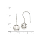 Sterling Silver Drop Earrings with Polished Domed Disc Design, Modern Minimalist Dangle Style