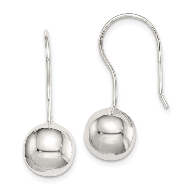 Sterling Silver Drop Earrings with Polished Domed Disc Design, Modern Minimalist Dangle Style