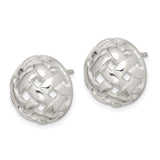Sterling Silver Woven Dome Stud Earrings Polished Finish