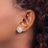 Sterling Silver Woven Dome Stud Earrings Polished Finish