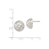 Sterling Silver Woven Dome Stud Earrings Polished Finish