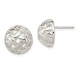 Sterling Silver Woven Dome Stud Earrings for Women with Intricate Basket Weave Design, Polished Finish, Classic Textured Button Style, Minimalist Silver Jewelry for Everyday or Dressy Wear