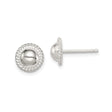Sterling Silver Dome Stud Earrings with Polished Finish and Rope Border