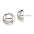 Sterling Silver Half-Dome Stud Earrings, Polished Button Design, Minimalist Style for Women