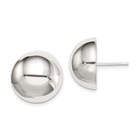 Sterling Silver Half-Dome Stud Earrings, Polished Button Design, Minimalist Style for Women