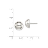 Sterling Silver Dome Stud Earrings, Smooth Polished Half-Sphere Design, Minimalist Round Style
