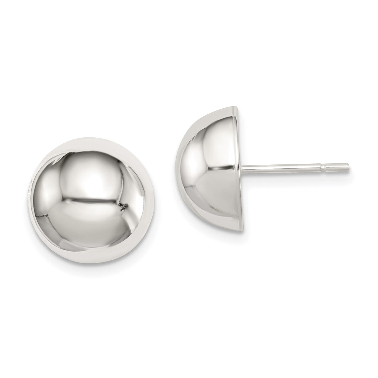 Sterling Silver Dome Stud Earrings, Smooth Polished Half-Sphere Design, Minimalist Round Style
