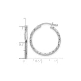 Sterling Silver Hoop Earrings, Diamond-Cut Textured Tube with Polished Finish for Women