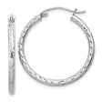 Sterling Silver Hoop Earrings, Diamond-Cut Textured Tube with Polished Finish for Women
