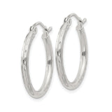 Sterling Silver Hoop Earrings with Textured Diamond Cut Finish, Classic Circular Design