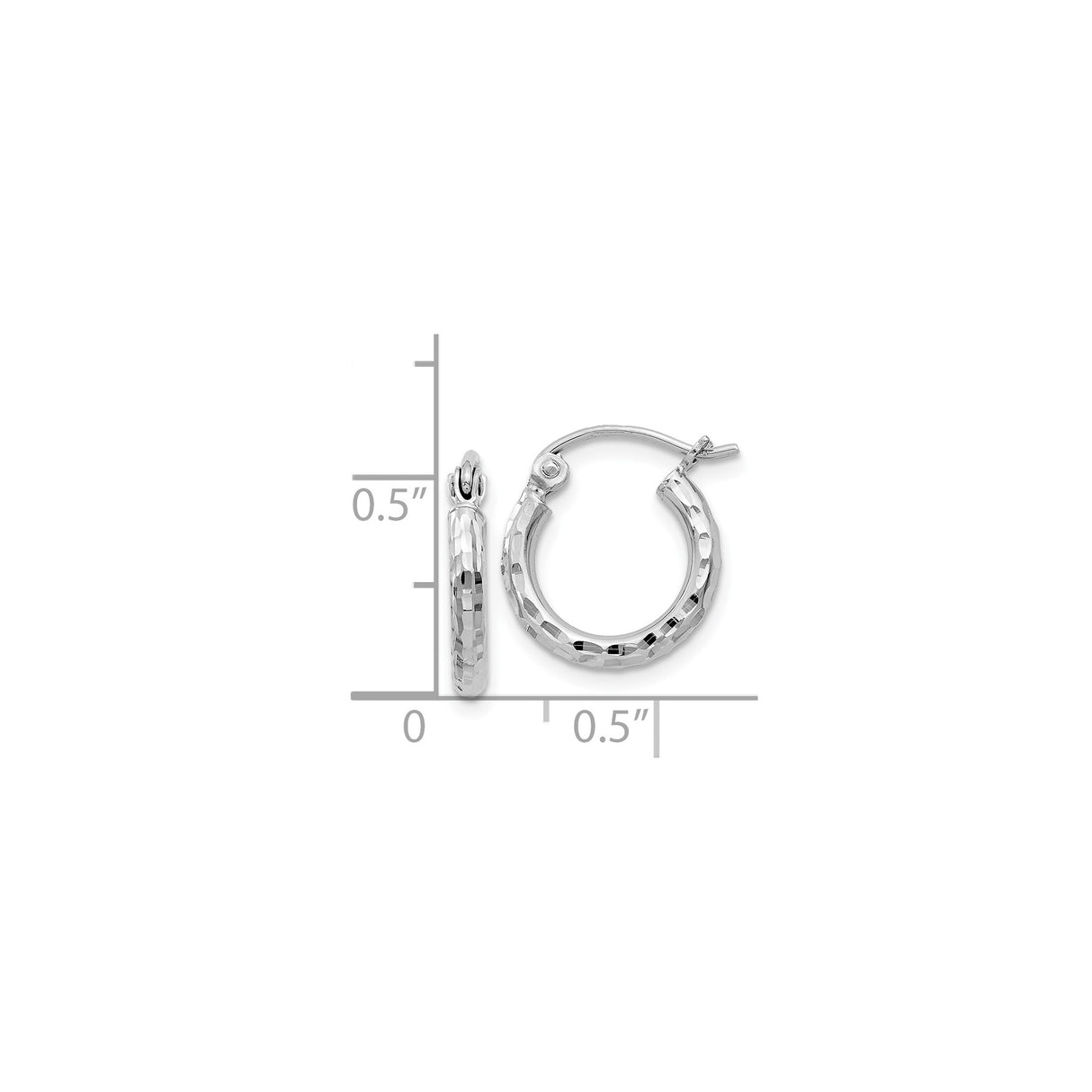 Sterling Silver Hoop Earrings, Diamond-Cut Faceted Tube Design, Lightweight Medium Round Style