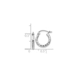 Sterling Silver Hoop Earrings, Diamond-Cut Faceted Tube Design, Lightweight Medium Round Style
