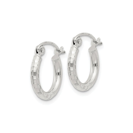 Sterling Silver Hoop Earrings, Hammered Texture with High Polish Finish, Lightweight Classic Design