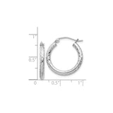 Sterling Silver Hoop Earrings, Diamond Cut Textured Medium Round Lightweight Hoops for Women
