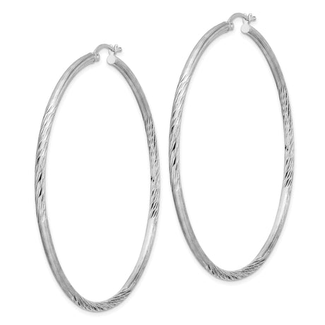 Sterling Silver Hoop Earrings, Twisted Textured Lightweight Round Design for Women