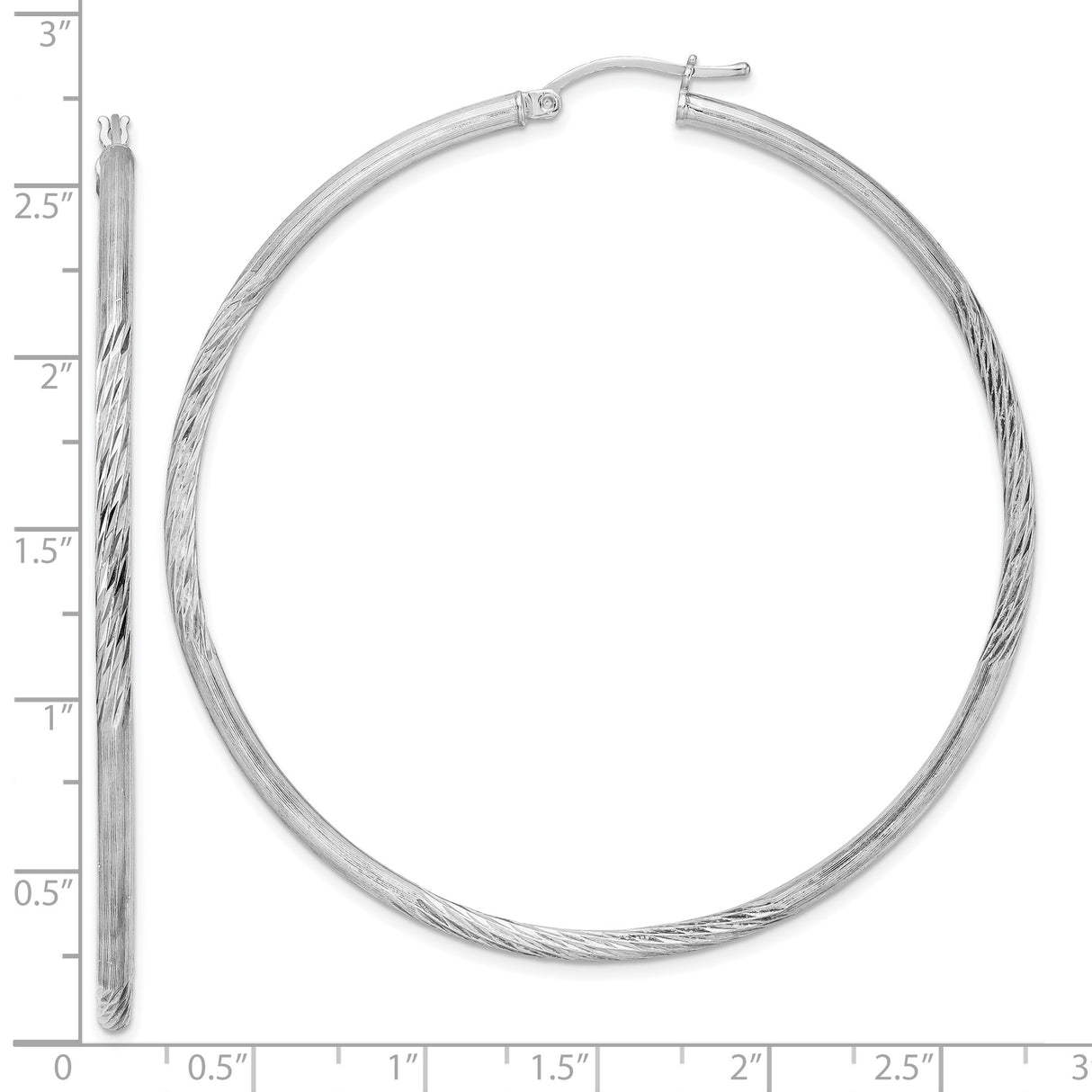 Sterling Silver Hoop Earrings, Twisted Textured Lightweight Round Design for Women