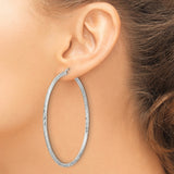 Sterling Silver Hoop Earrings, Twisted Textured Round Design, Lightweight Modern Style for Women