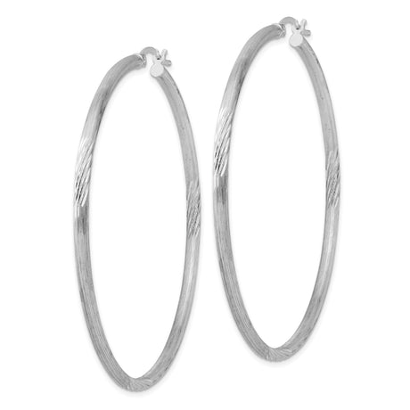 Sterling Silver Hoop Earrings, Polished and Textured Round Minimalist Design