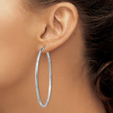 Sterling Silver Hoop Earrings, Polished and Textured Round Minimalist Design