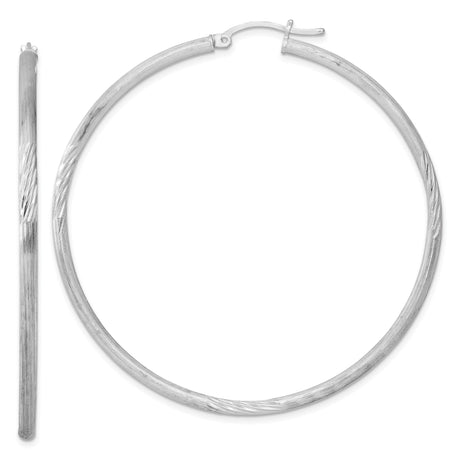 Sterling Silver Hoop Earrings, Polished and Textured Round Minimalist Design