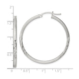 Sterling Silver Hoop Earrings, Twisted Textured Design with Polished Mirror Finish