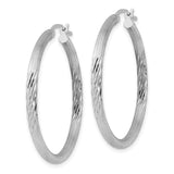 Sterling Silver Hoop Earrings, Diamond-Cut Textured Large Round Tube Style