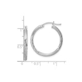 Sterling Silver Hoop Earrings, Textured Twisted Design, Lightweight Polished Round Style