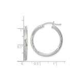 Sterling Silver Hoop Earrings, Twisted Diamond Cut Textured Design with Satin Finish