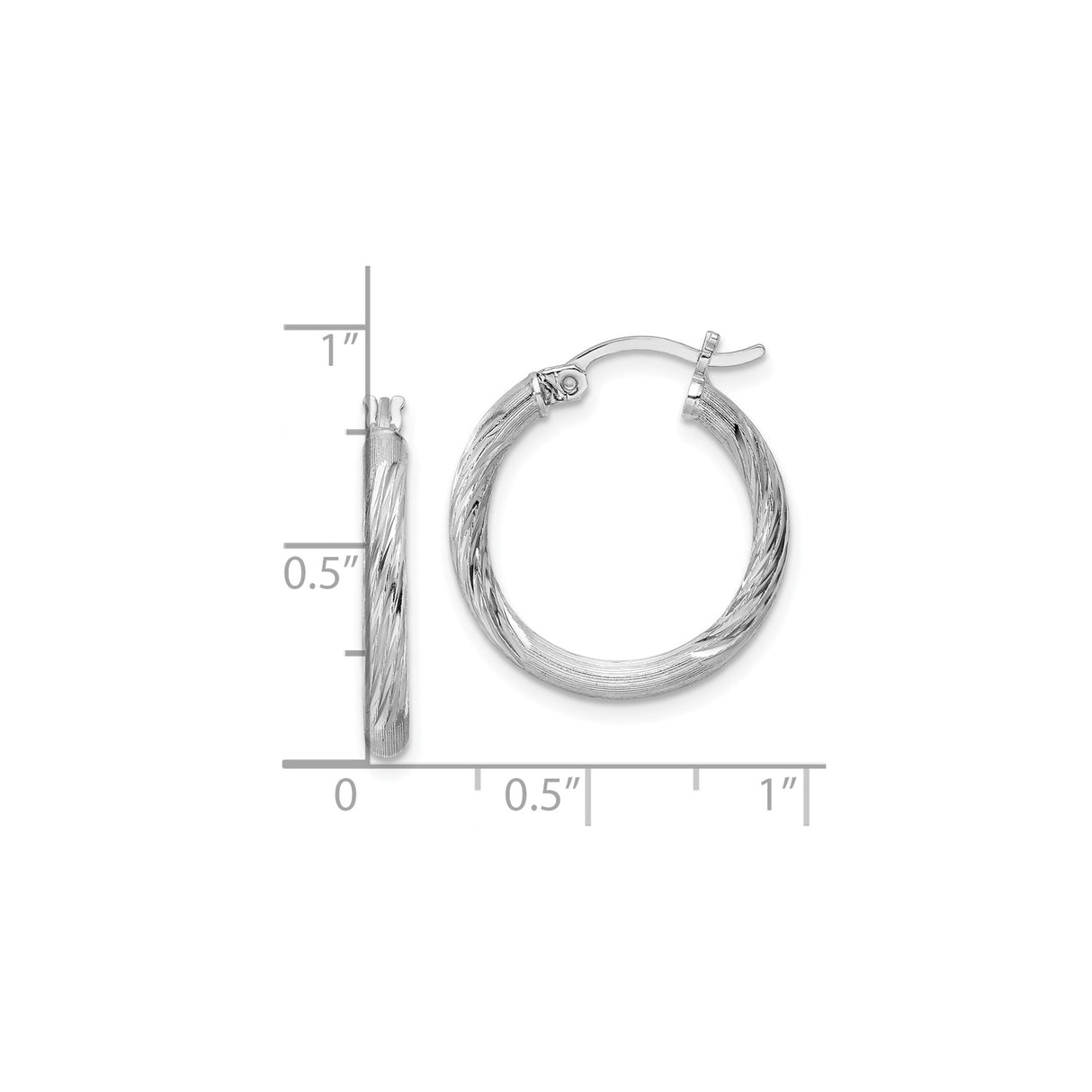 Sterling Silver Twisted Hoop Earrings with Textured Polished Finish, Hinged Back Closure