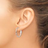 Sterling Silver Hoop Earrings, Sleek Omega Back, Polished Minimalist Design for Women