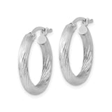Sterling Silver Hoop Earrings with Diamond Cut Twisted Design and Polished Finish