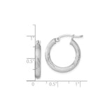 Sterling Silver Hoop Earrings with Diamond Cut Twisted Design and Polished Finish