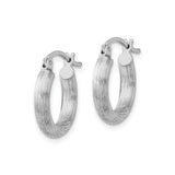 Sterling Silver Hoop Earrings with Brushed Finish and Subtle Swirl Pattern for Women