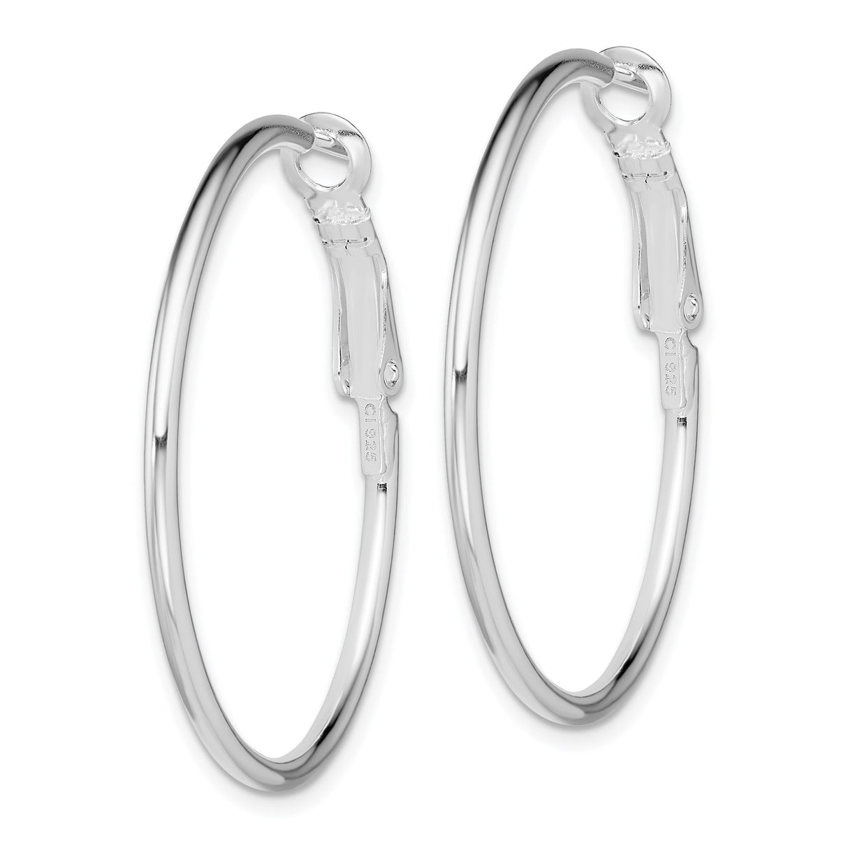 Sterling Silver Hoop Earrings, Lightweight Medium Round Design with High Polish Finish