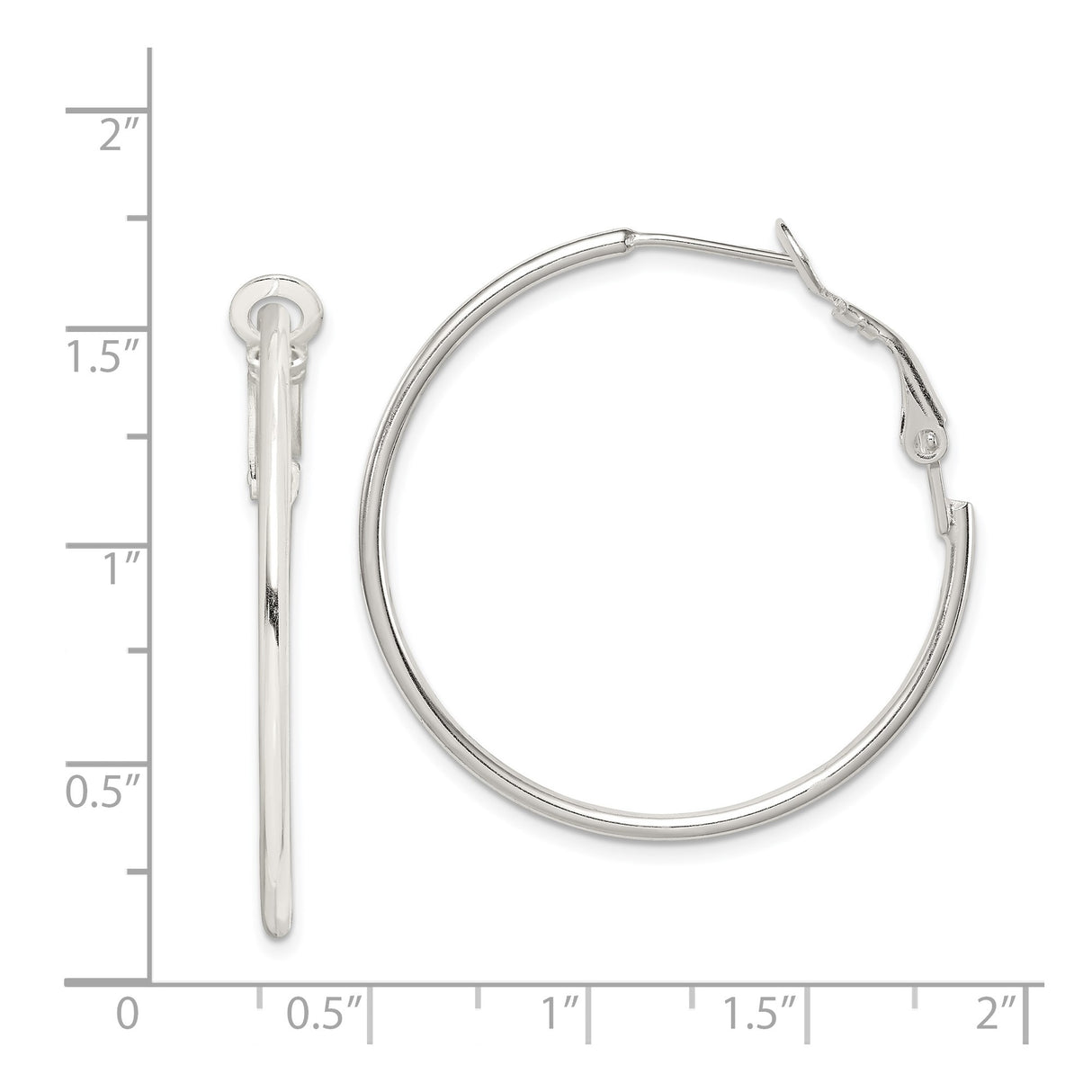 Sterling Silver Hoop Earrings, Lightweight Medium Round Design with High Polish Finish