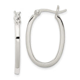 Sterling Silver Oval Hoop Earrings, Lightweight Minimalist Design for Women
