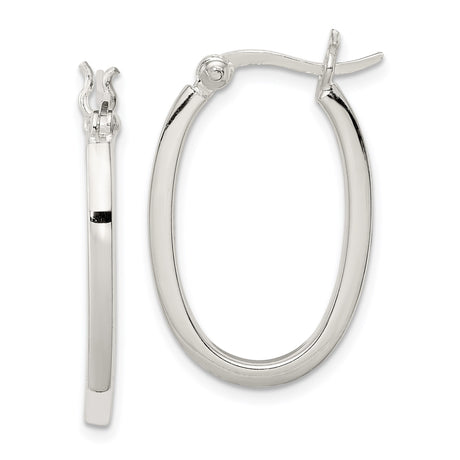 Sterling Silver Oval Hoop Earrings, Lightweight Minimalist Design for Women
