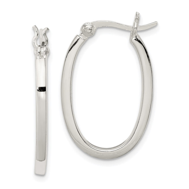 Sterling Silver Oval Hoop Earrings, Lightweight Minimalist Design for Women