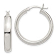 Sterling Silver Hoop Earrings, Medium Round Polished Hoops with Latch Back, Minimalist Classic Design