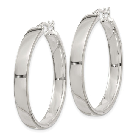 Sterling Silver Hoop Earrings, Classic Round Tube Design with Polished Finish, Medium Size