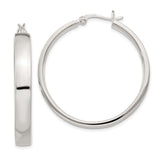 Sterling Silver Hoop Earrings, Classic Round Tube Design with Polished Finish, Medium Size