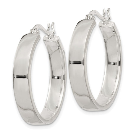 Sterling Silver Hoop Earrings, 5mm Tube Design with High Polish Finish, Lightweight and Classic Style